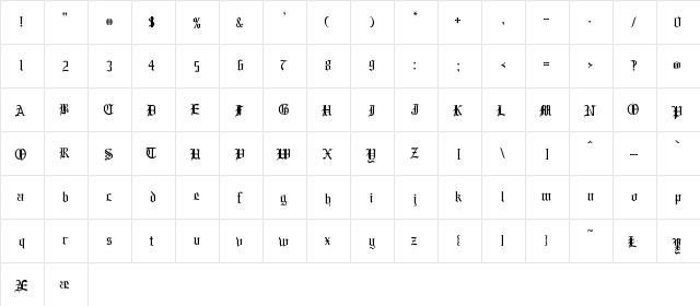 RM New Albion Regular  glyph index