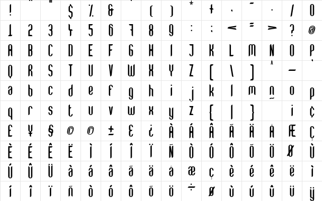 Lo-Fi Regular  glyph index
