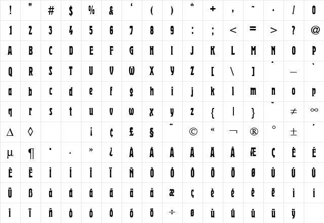 Herman DB Regular  glyph index