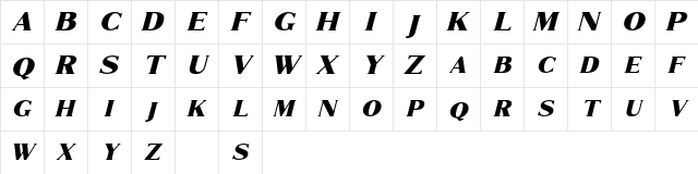 Marques Free Italic  glyph index