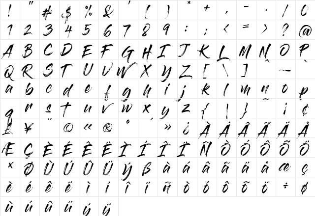 Gloss And Bloom Regular  glyph index