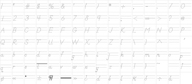 DN Manuscript Dots Rules Regular  glyph index