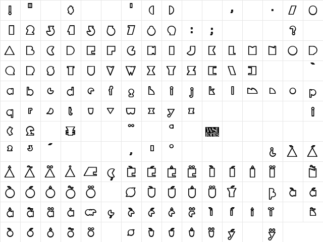 MandrelOutline Bold  glyph index