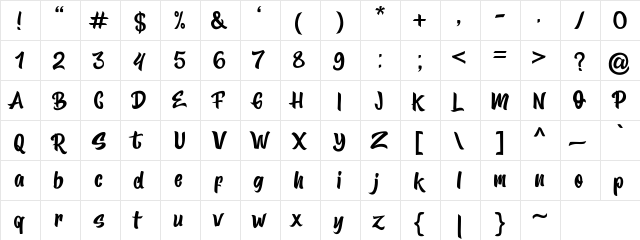 Buchin Free Personal Use Only Regular  glyph index