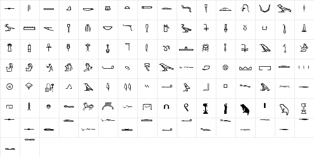 Hieroglyphics Normal  glyph index