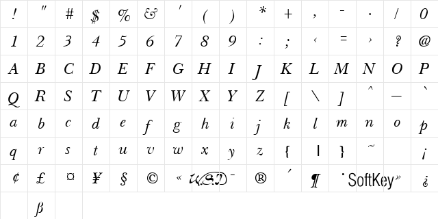 Revival 3 Regular  glyph index