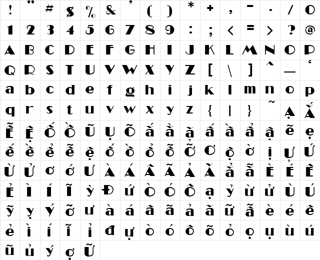 VI Mai Anh Regular  glyph index