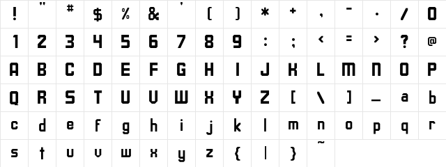 Booker Regular  glyph index