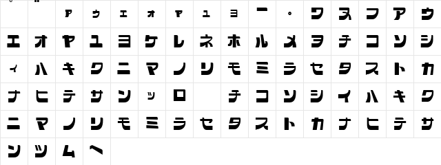 SCRAP KANA  glyph index