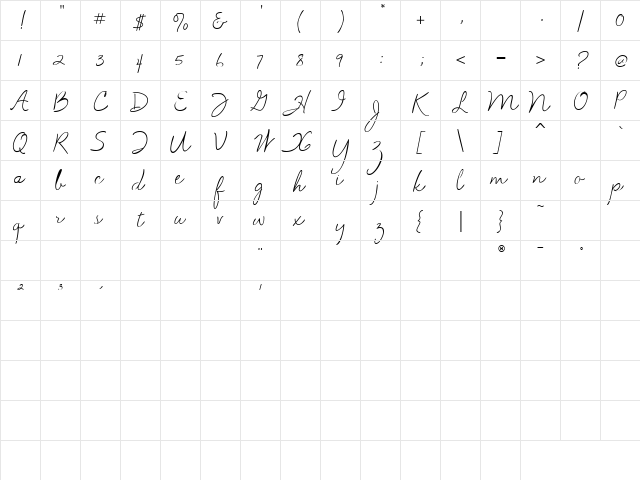 AL Script Hand Regular  glyph index