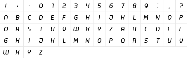 Serbia Italic  glyph index