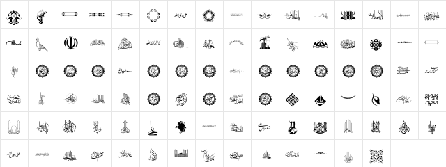 SHia Regular  glyph index