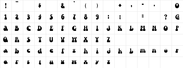 Boom Shakalaka Regular  glyph index