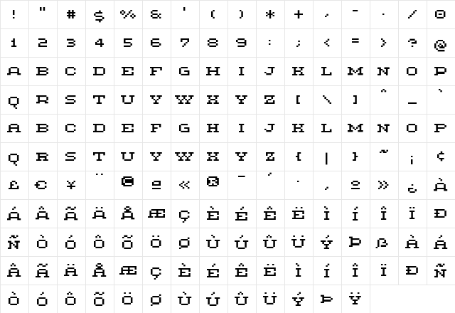 Methodic Regular  glyph index
