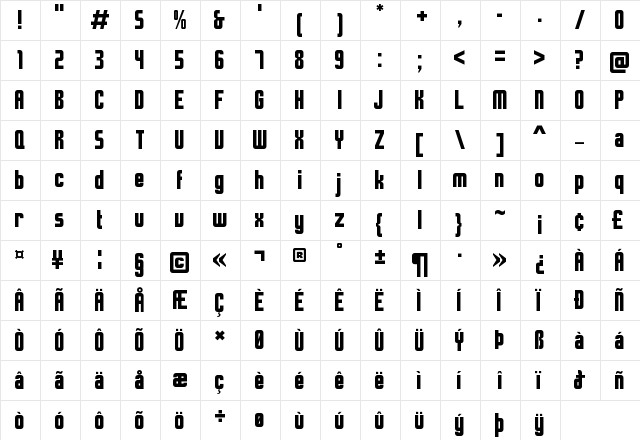 Time and Space Regular  glyph index