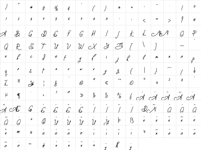 Zeinstore Regular  glyph index