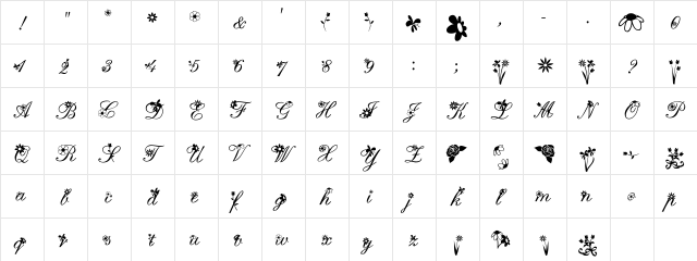 Mothers Day Regular  glyph index