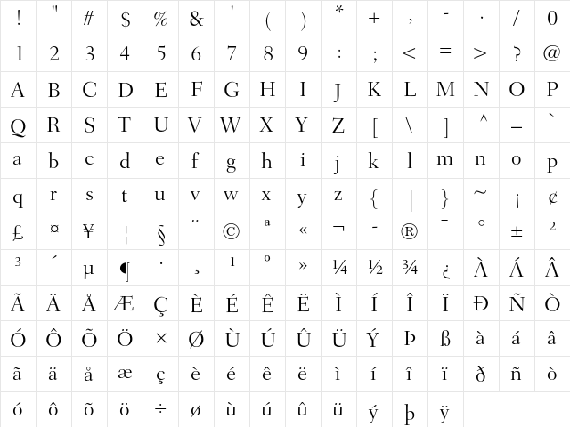 Fairfield LH 45 Light  glyph index