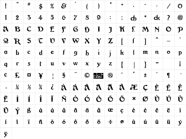 Argos George Contour Regular  glyph index