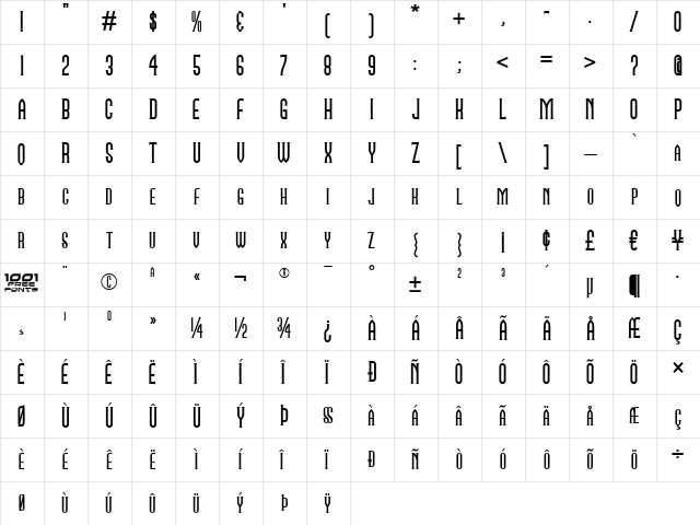 Namesake NF Regular  glyph index