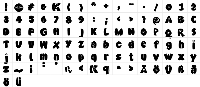 AxeBlack Regular  glyph index