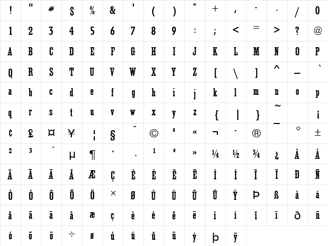 EgyptienneDMedCon Regular  glyph index