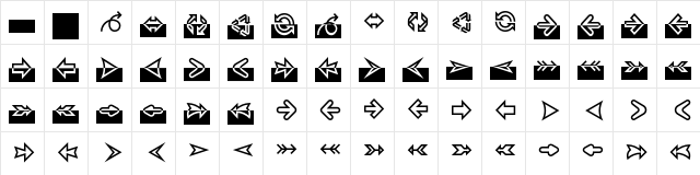 BixBats LT Std Arrow Regular  glyph index