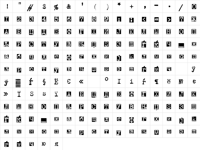 X_B53 Heavy  glyph index