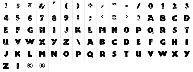 Touch Of Nature Regular  glyph index