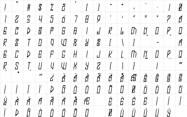 Jealousy Regular  glyph index