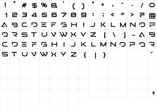 STEPS Distorted Italic  glyph index