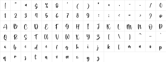 Stay Girly Regular  glyph index