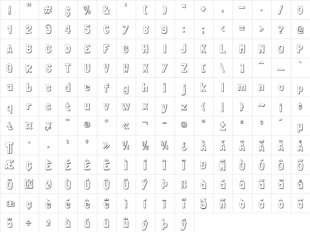 Londrina Shadow Regular  glyph index