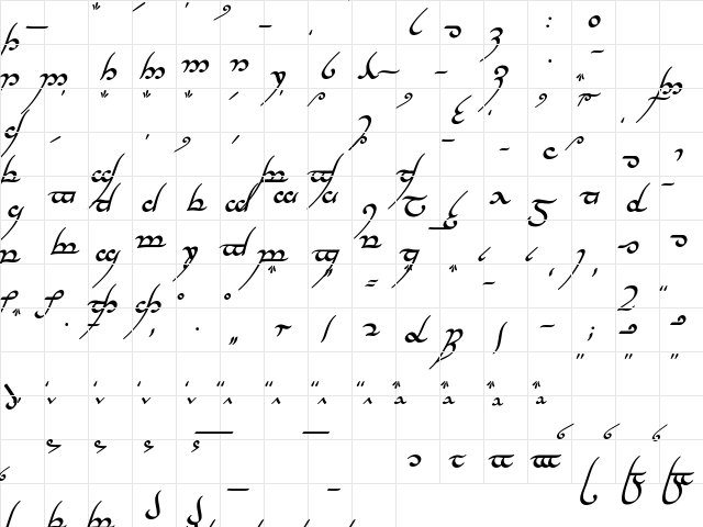 Tengwar Annatar Bold Italic  glyph index