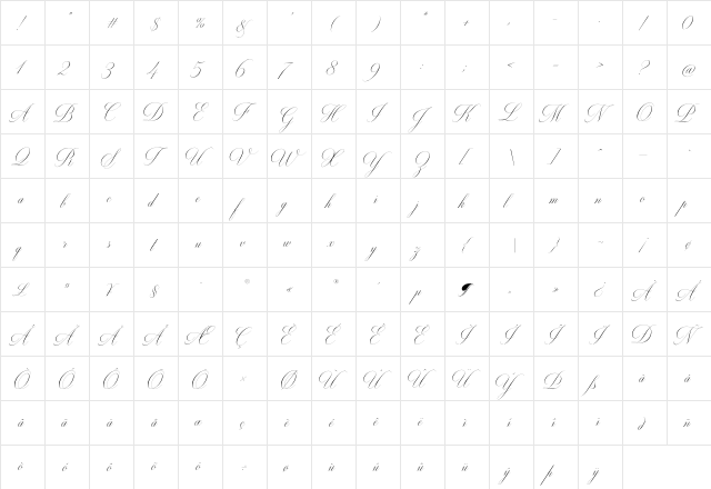 Milton Two Regular  glyph index