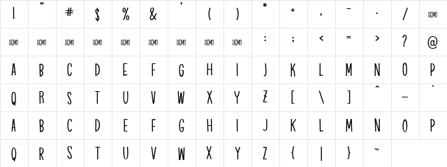 Trampoline demo Regular  glyph index