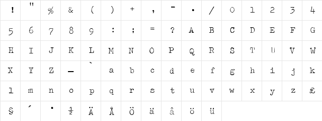 Splendid 66 Splendid 66  glyph index