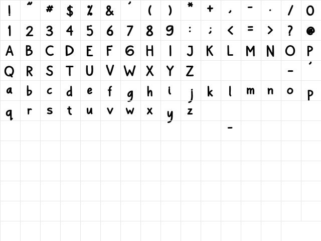 Bayu Prahara 2 Bold Bold  glyph index