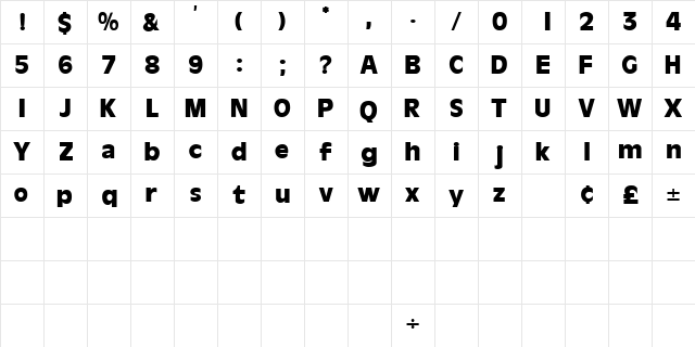 CartesDisplaySSK Regular  glyph index