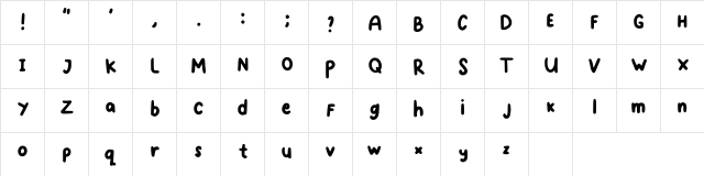 Mungil Regular  glyph index