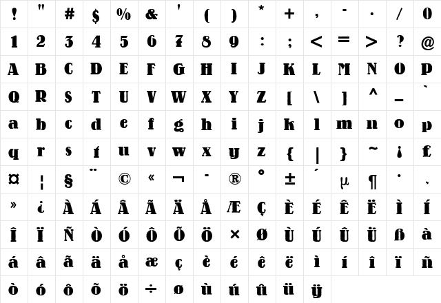 Lo-Type BQ Medium  glyph index
