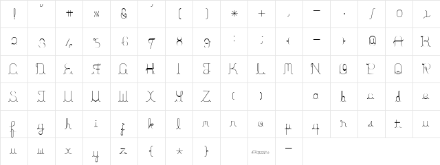 ito Regular E.  glyph index