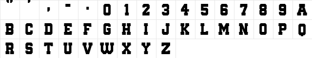 Quaterback Fight Regular  glyph index