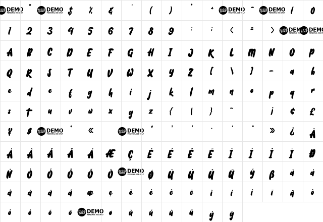 Hello Farmer Personal Use Regular  glyph index
