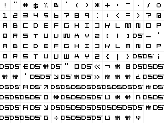 DS Clone Regular  glyph index