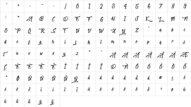 Absolute Regular  glyph index