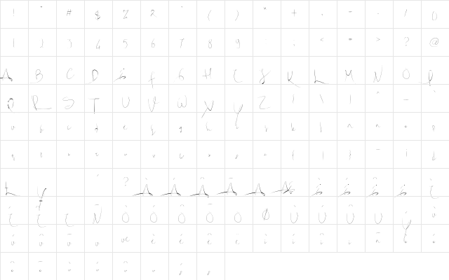 Ashley Jarrow Regular  glyph index