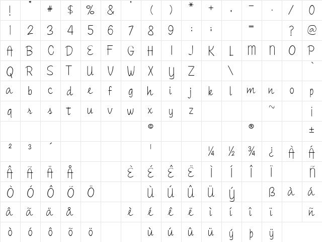 2Bees Champagne Regular  glyph index