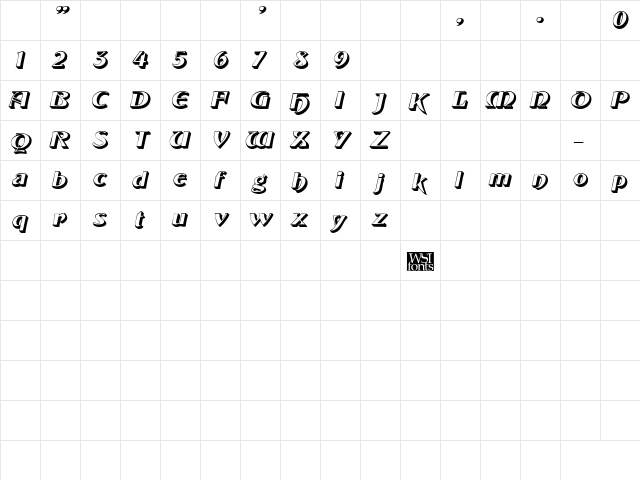 Brunswyk Italic  glyph index