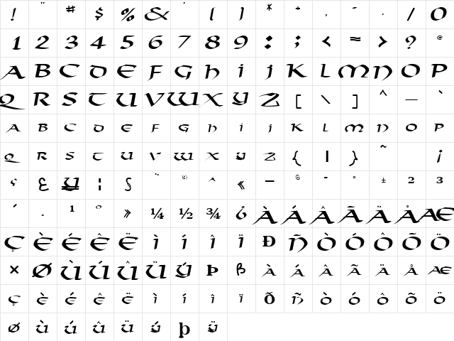 Vector Regular  glyph index